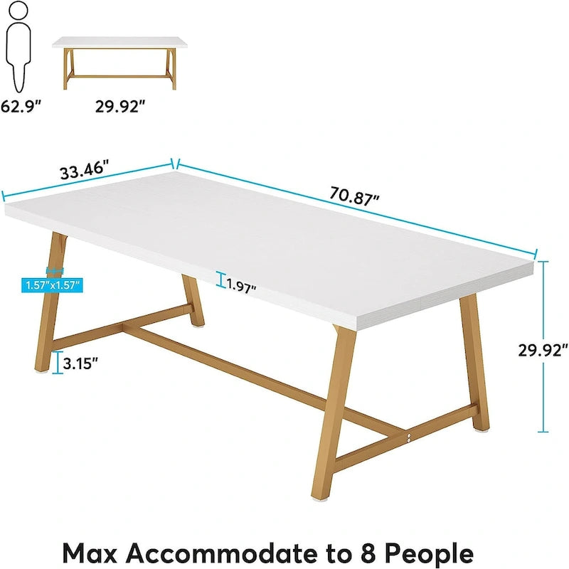 Table de conférence rectangulaire de 183 cm, table de réunion de 180 cm pour 6 personnes