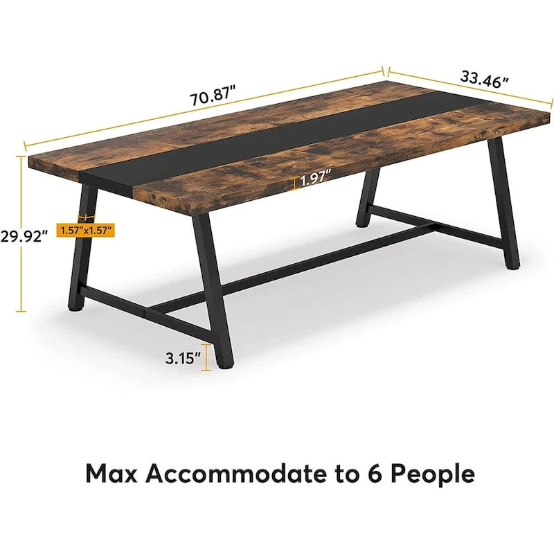 Table de conférence rectangulaire de 183 cm, table de réunion de 180 cm pour 6 personnes