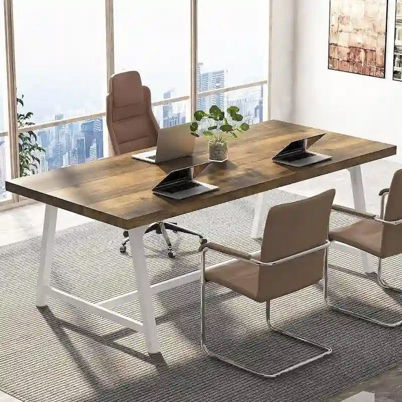 Table de conférence rectangulaire de 183 cm, table de réunion de 180 cm pour 6 personnes