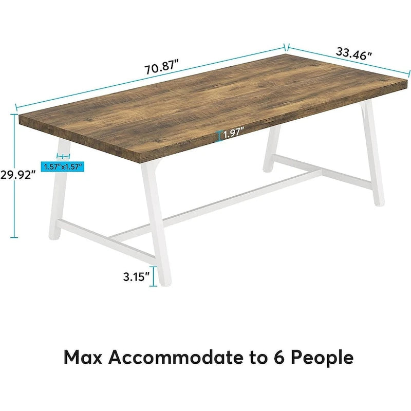 Table de conférence rectangulaire de 183 cm, table de réunion de 180 cm pour 6 personnes