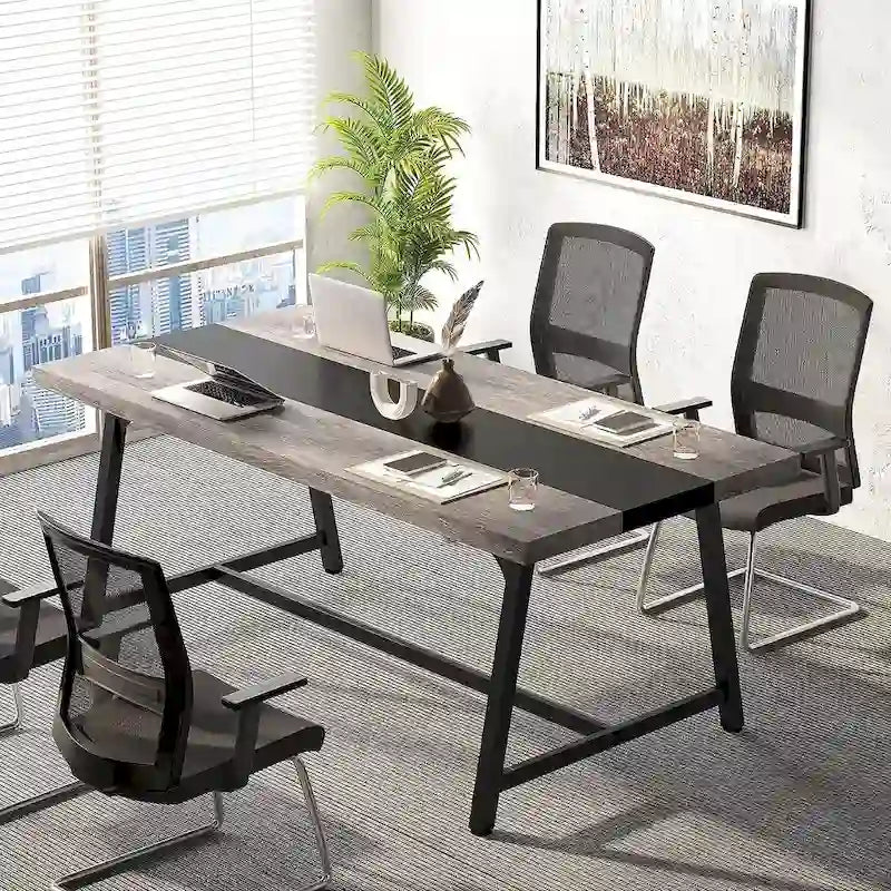 Table de conférence rectangulaire de 183 cm, table de réunion de 180 cm pour 6 personnes