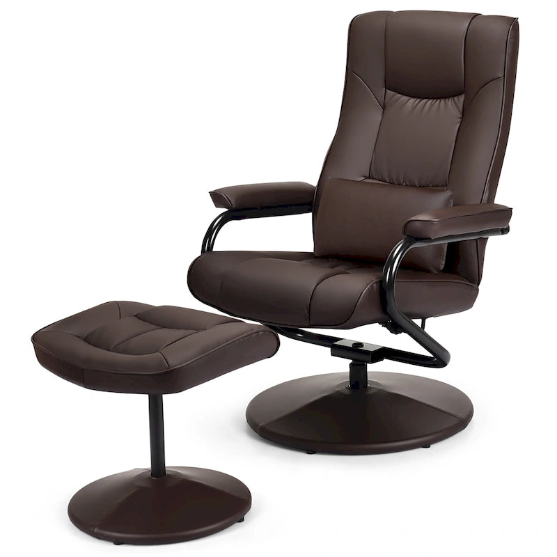 Fauteuil inclinable en cuir PU pivotant à 360 degrés avec repose-pieds
