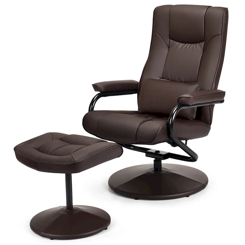 Fauteuil inclinable en cuir PU pivotant à 360 degrés avec repose-pieds