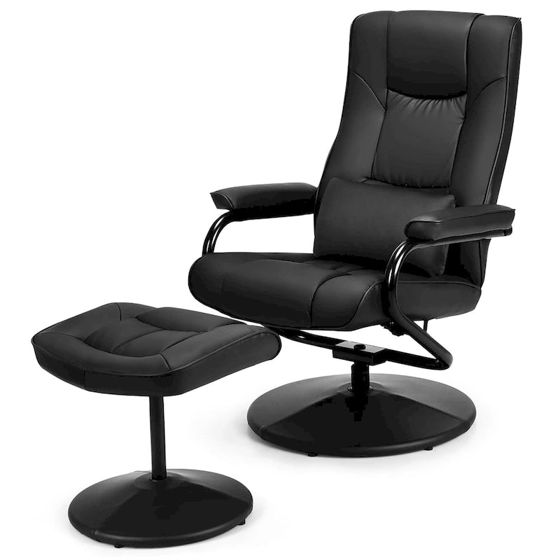 Fauteuil inclinable en cuir PU pivotant à 360 degrés avec repose-pieds
