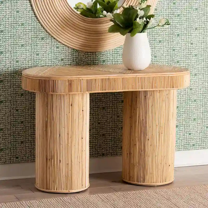 Console en rotin naturel, style bohème moderne