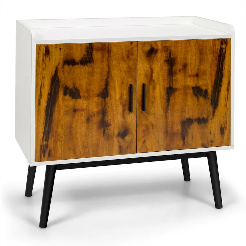 Buffet Armoire de Rangement avec Pieds en Métal et 2 Portes - 32 x 15 x 29 (L x l x H)