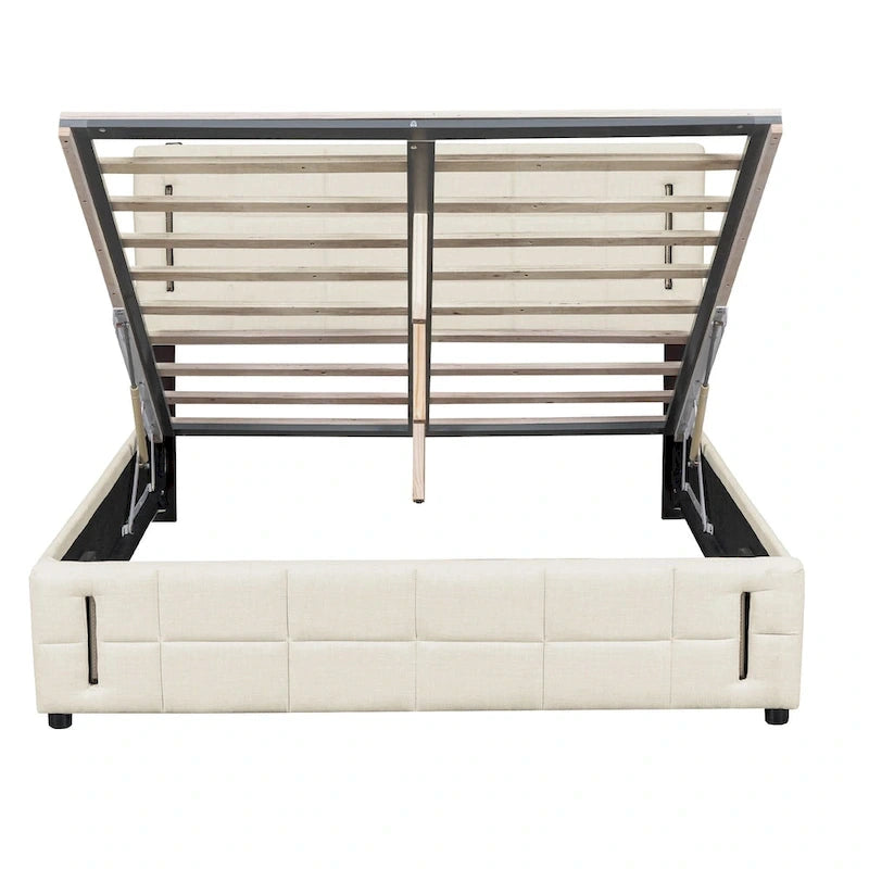 Lit rembourré Queen Size avec système de rangement hydraulique