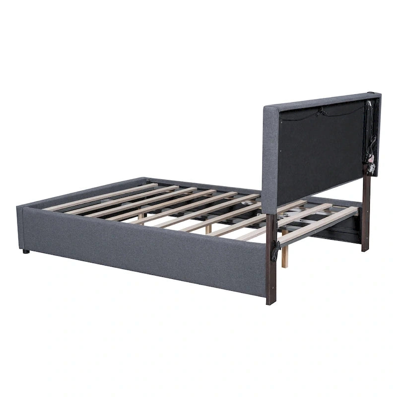 Lit rembourré Queen Size avec système de rangement hydraulique