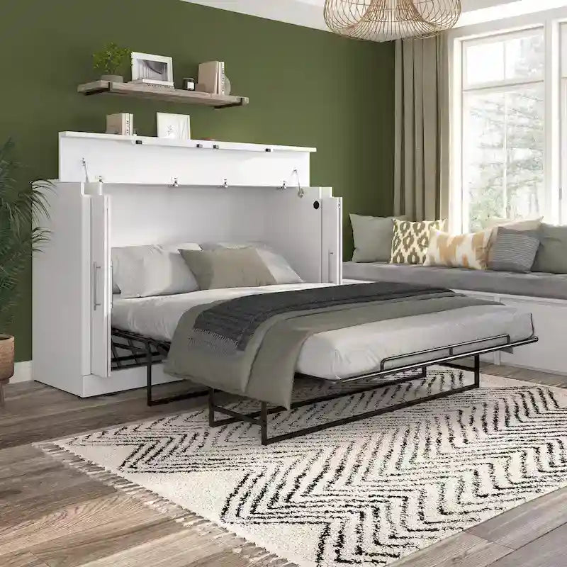 Lit escamotable Queen avec matelas pour chambre d'amis