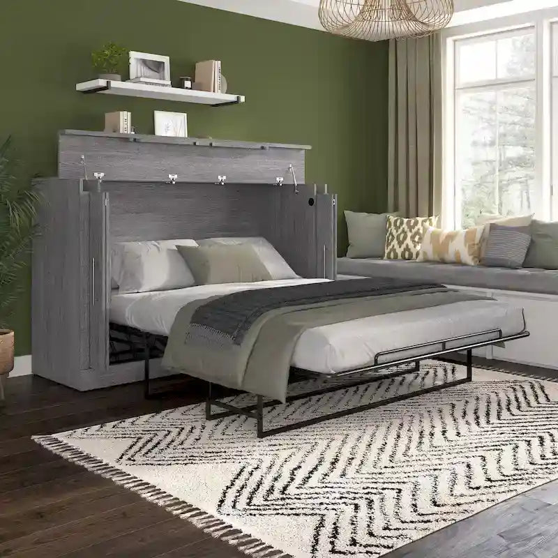 Lit escamotable Queen avec matelas pour chambre d'amis