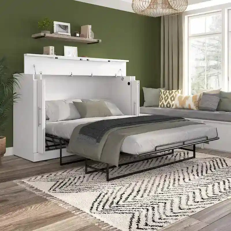 Lit escamotable Queen avec matelas pour chambre d'amis