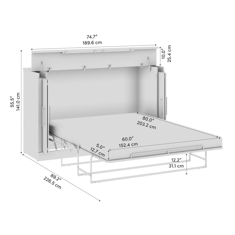 Lit escamotable Queen avec matelas pour chambre d'amis