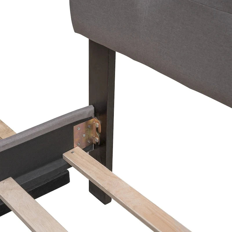 Lit plateforme Queen Size en tissu de lin avec 2 tiroirs et lit gigogne Twin XL