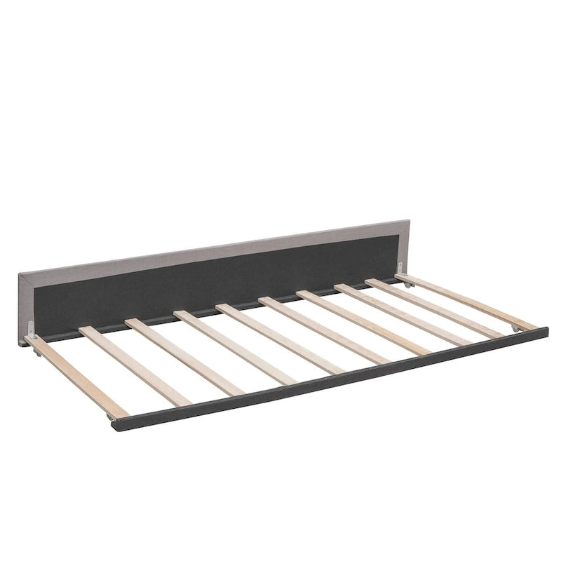 Lit plateforme Queen Size en tissu de lin avec 2 tiroirs et lit gigogne Twin XL