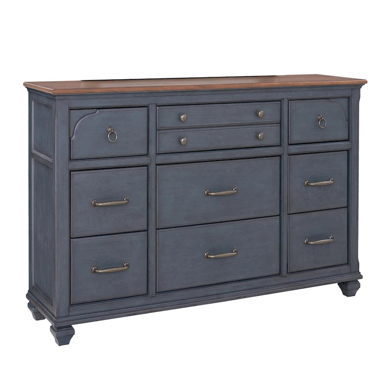 Commode, aucun assemblage requis, finition velours côtelé bleu