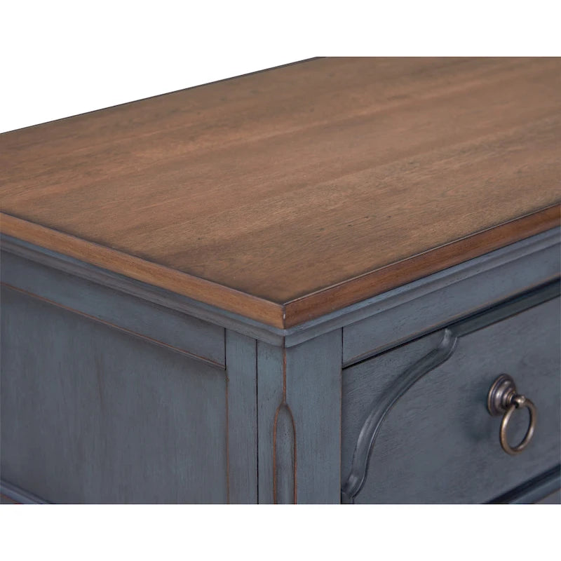 Commode, aucun assemblage requis, finition velours côtelé bleu