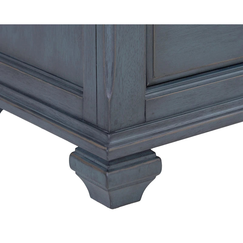 Commode, aucun assemblage requis, finition velours côtelé bleu