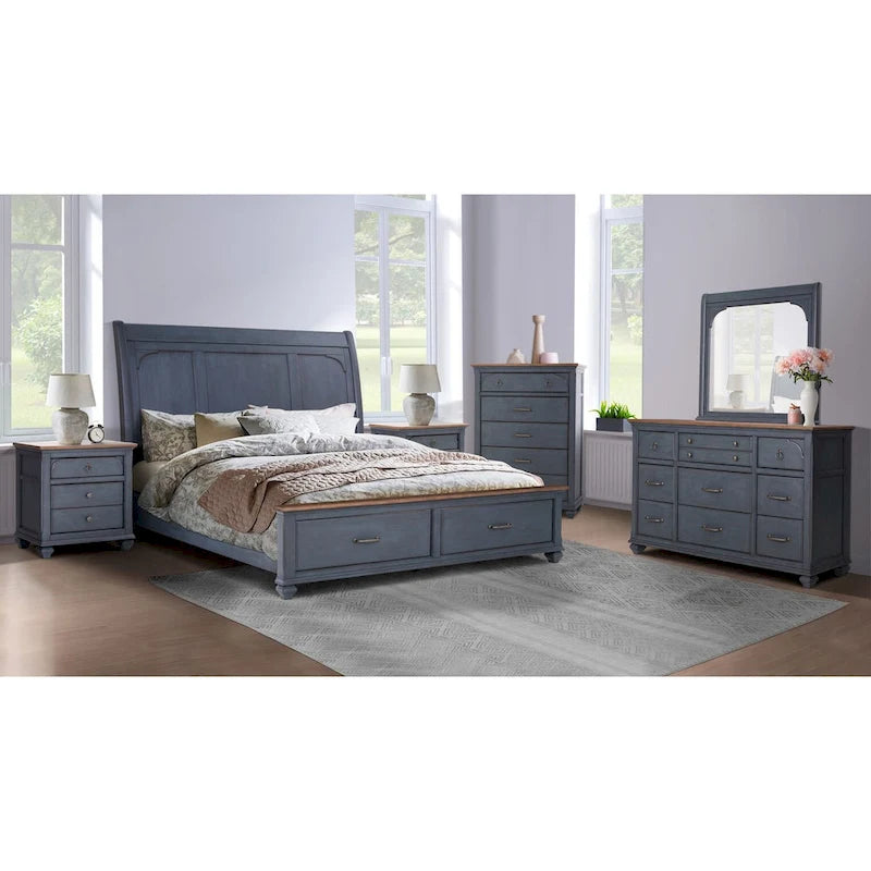 Commode, aucun assemblage requis, finition velours côtelé bleu