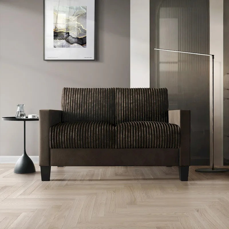 Causeuse en velours côtelé de style moderne du milieu du siècle
