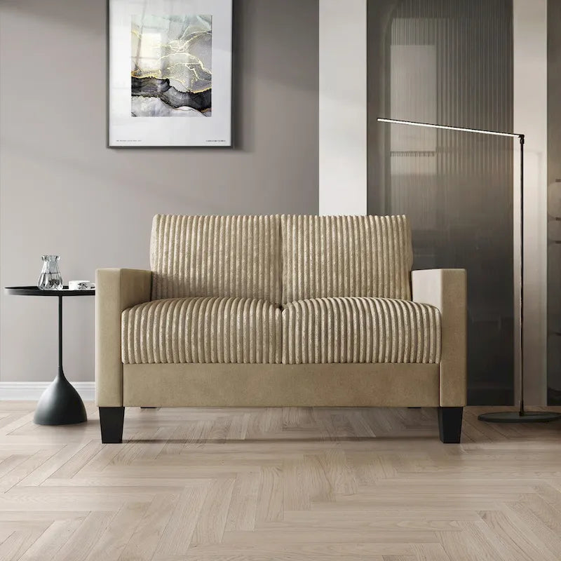 Causeuse en velours côtelé de style moderne du milieu du siècle