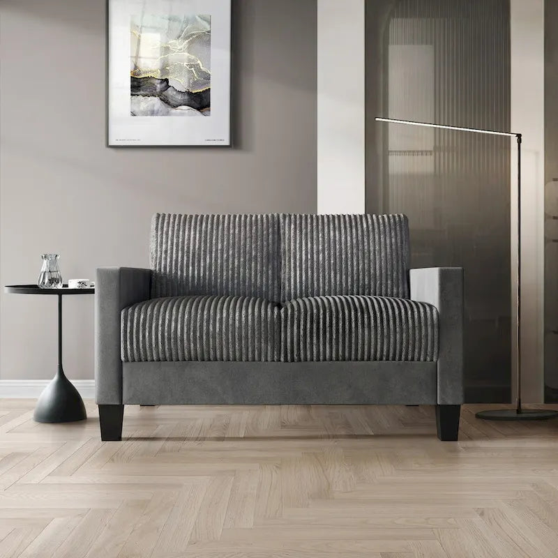 Causeuse en velours côtelé de style moderne du milieu du siècle