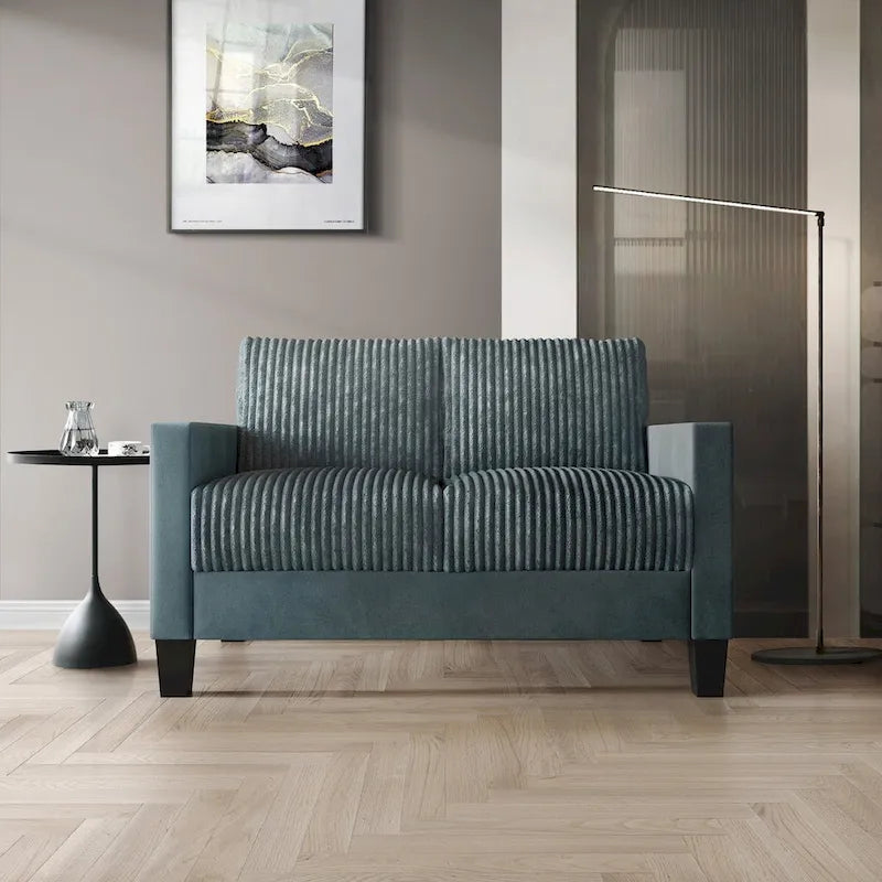 Causeuse en velours côtelé de style moderne du milieu du siècle