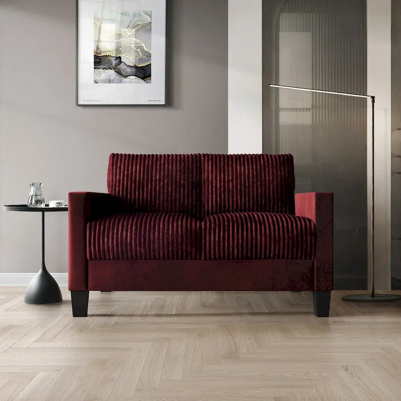 Causeuse en velours côtelé de style moderne du milieu du siècle