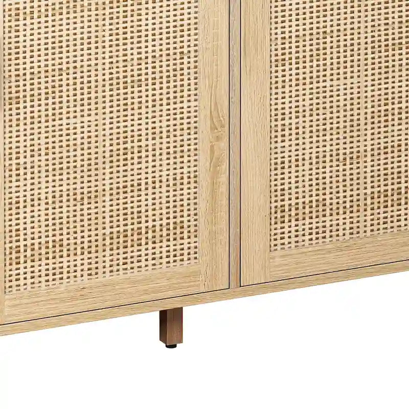Buffet en rotin à 4 portes - 158 x 40 x 87 cm (L x P x H)