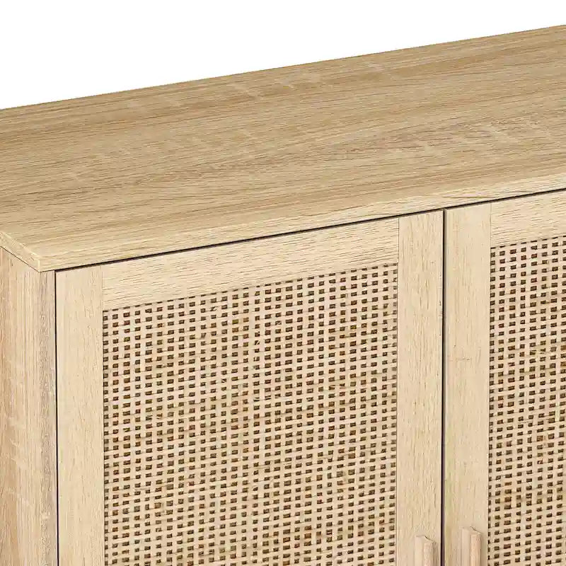 Buffet en rotin à 4 portes - 158 x 40 x 87 cm (L x P x H)