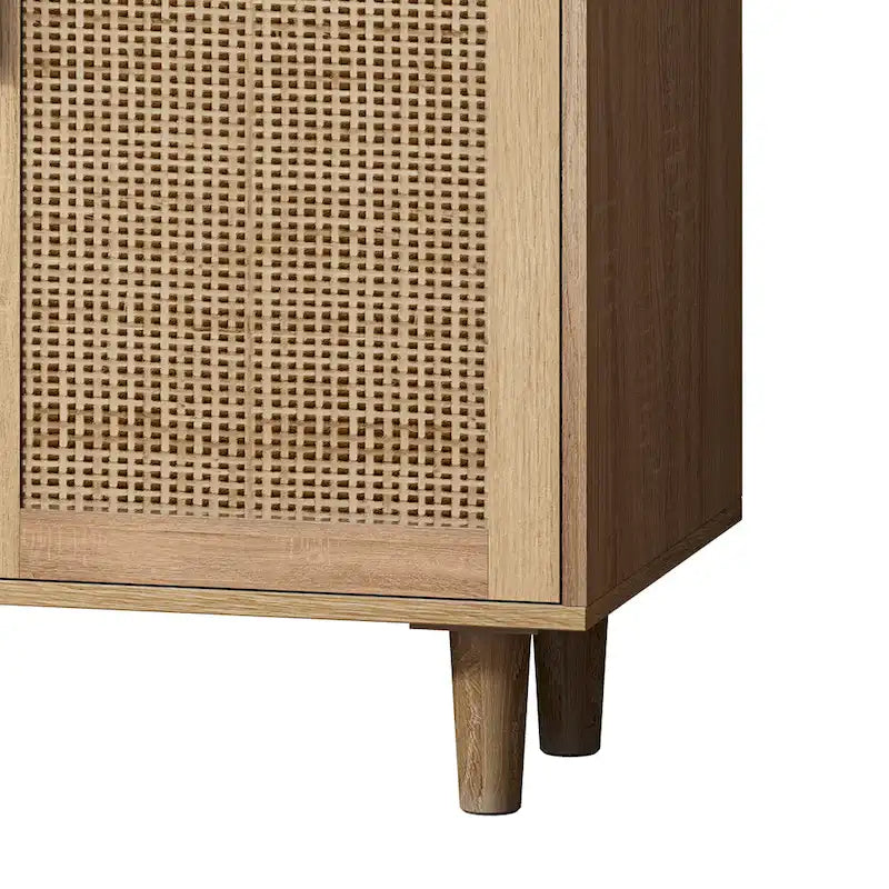 Buffet en rotin à 4 portes - 158 x 40 x 87 cm (L x P x H)