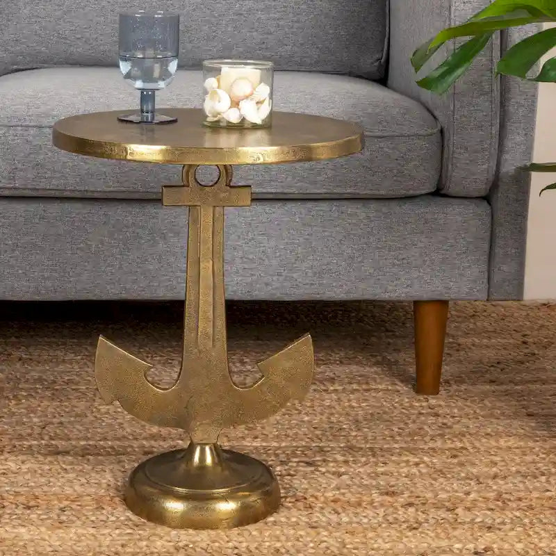 Table d'appoint nautique avec base en forme d'ancre - 15,0L x 15,0l x 19,0H