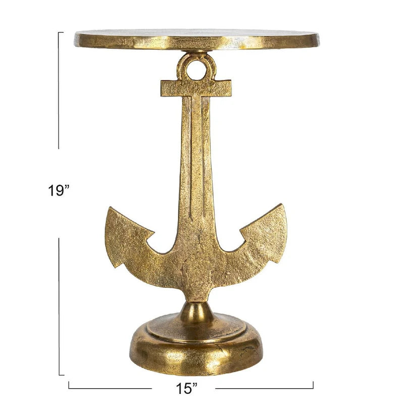 Table d'appoint nautique avec base en forme d'ancre - 15,0L x 15,0l x 19,0H
