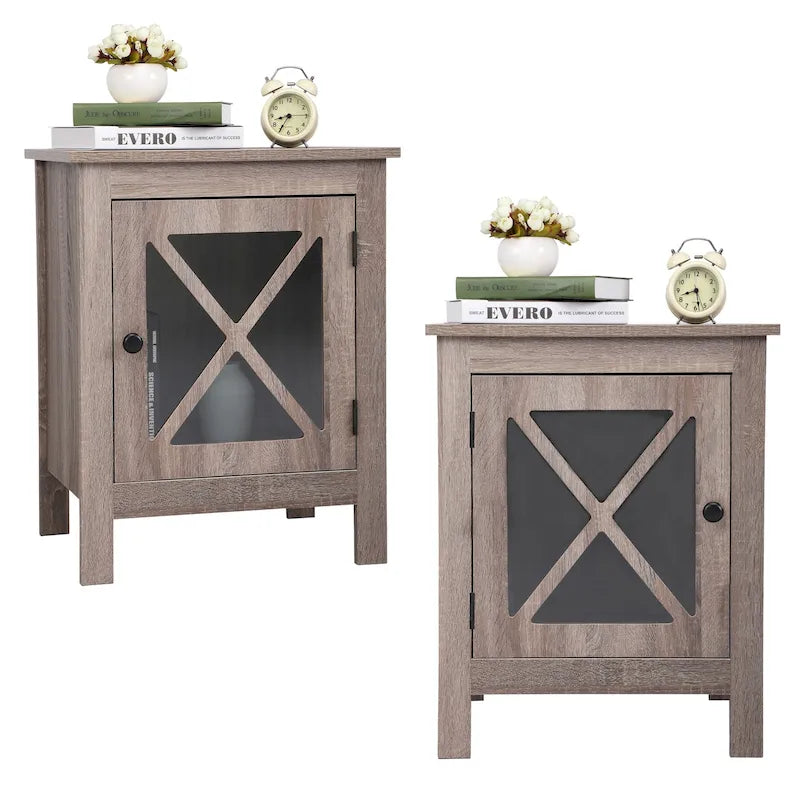 Table de chevet industrielle avec porte