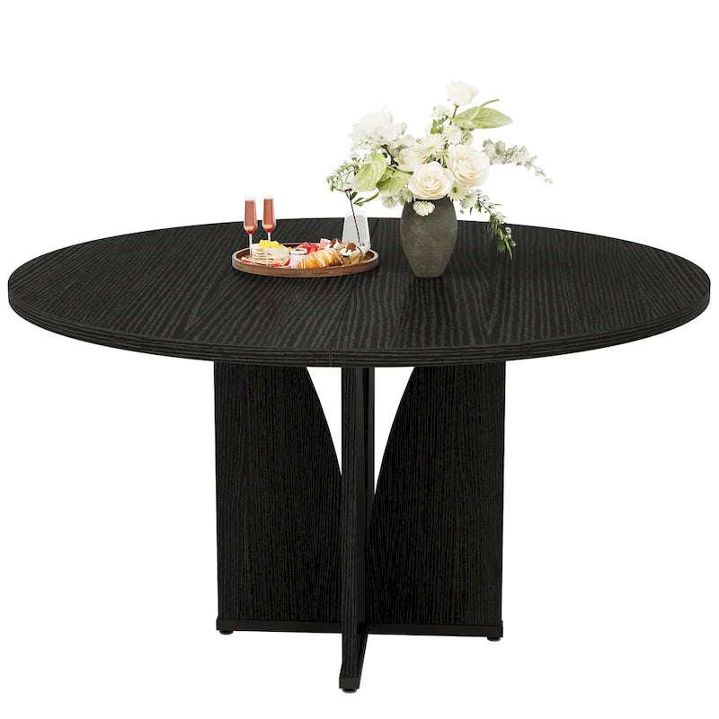 Table de salle à manger ronde en bois de 99,99 cm pour cuisine et salle à manger
