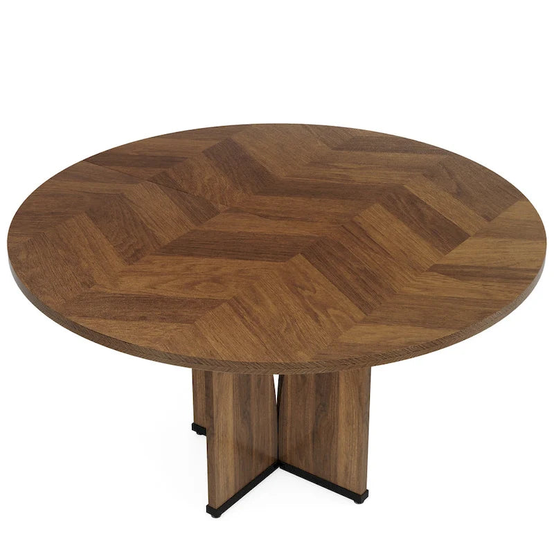 Table de salle à manger ronde en bois de 99,99 cm pour cuisine et salle à manger