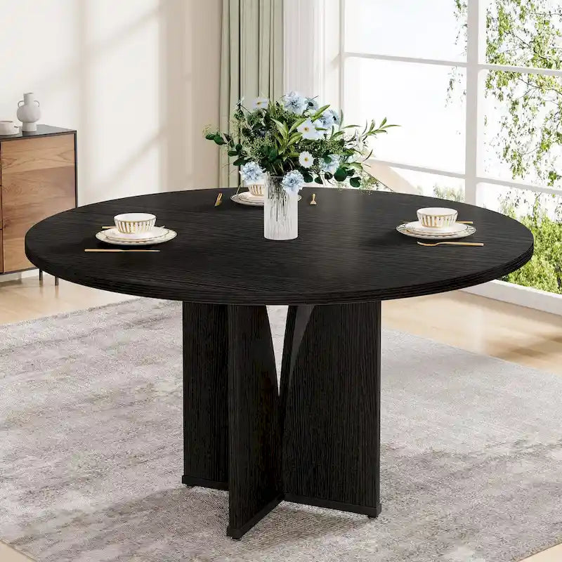 Table de salle à manger ronde en bois de 99,99 cm pour cuisine et salle à manger