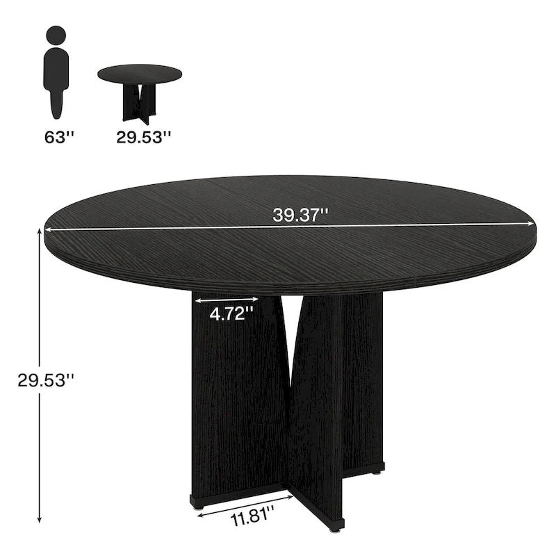 Table de salle à manger ronde en bois de 99,99 cm pour cuisine et salle à manger