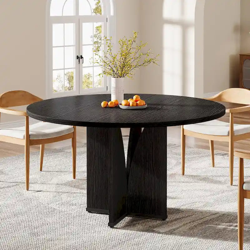 Table de salle à manger ronde en bois de 99,99 cm pour cuisine et salle à manger