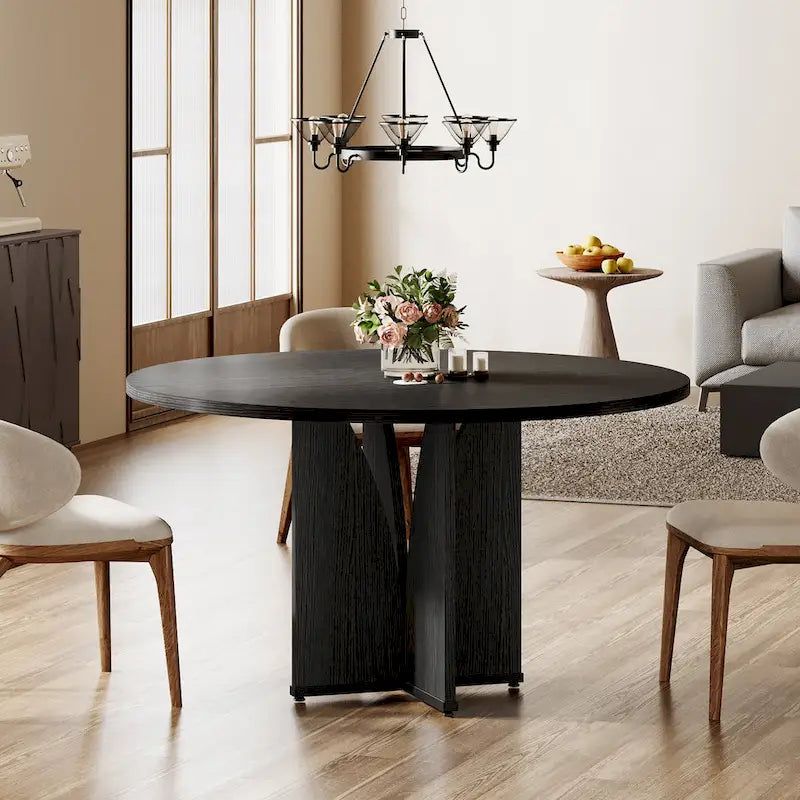 Table de salle à manger ronde en bois de 99,99 cm pour cuisine et salle à manger