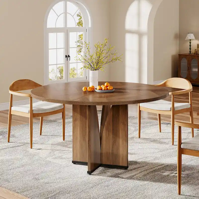 Table de salle à manger ronde en bois de 99,99 cm pour cuisine et salle à manger