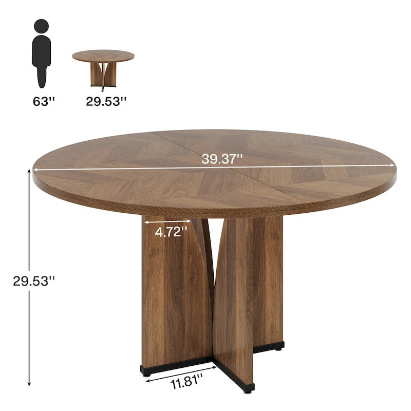 Table de salle à manger ronde en bois de 99,99 cm pour cuisine et salle à manger