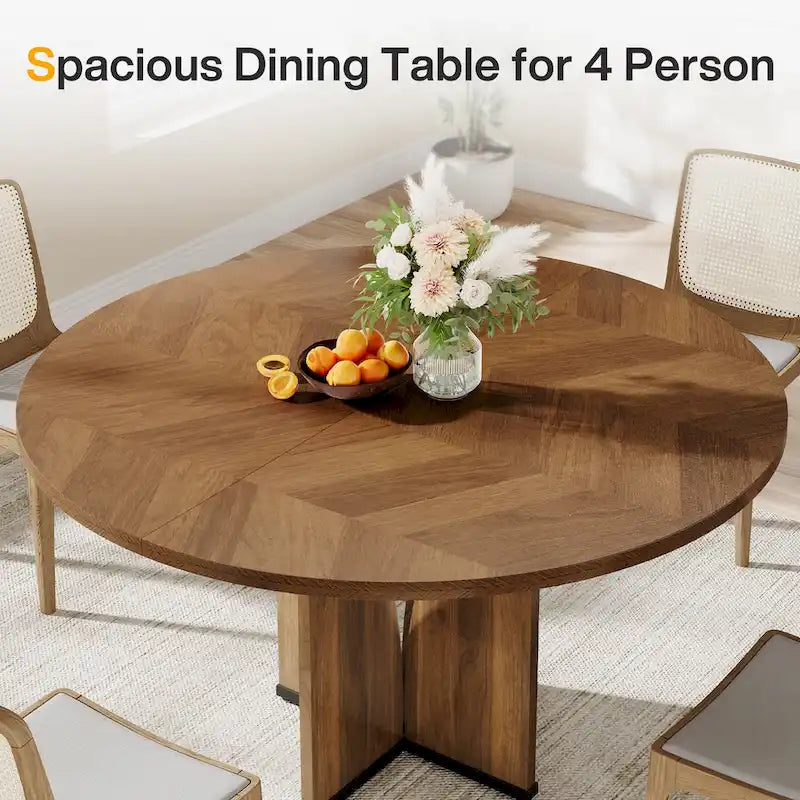 Table de salle à manger ronde en bois de 99,99 cm pour cuisine et salle à manger