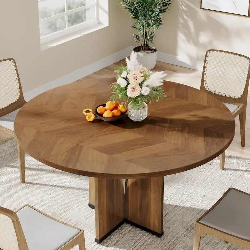 Table de salle à manger ronde en bois de 99,99 cm pour cuisine et salle à manger