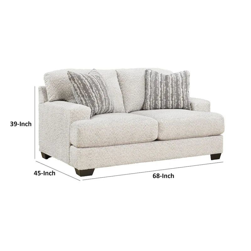 Causeuse de 68 po avec 2 coussins décoratifs, surdimensionnée, polyester gris