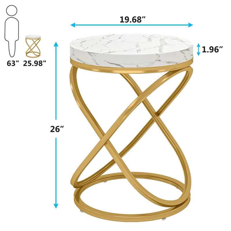 Table d'appoint ronde avec piètement en métal pour salon