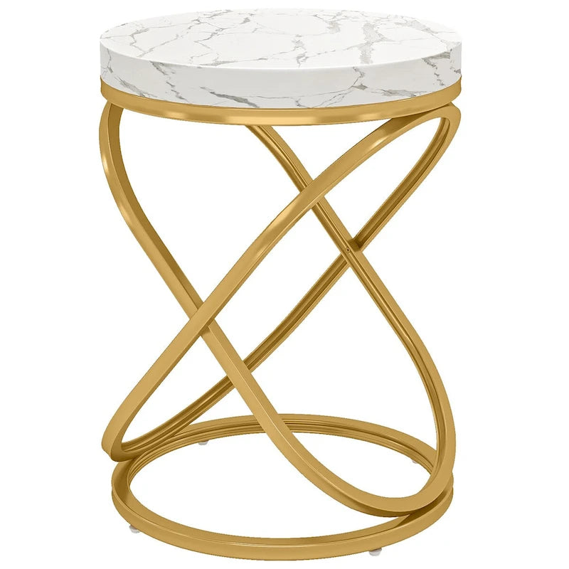 Table d'appoint ronde avec piètement en métal pour salon