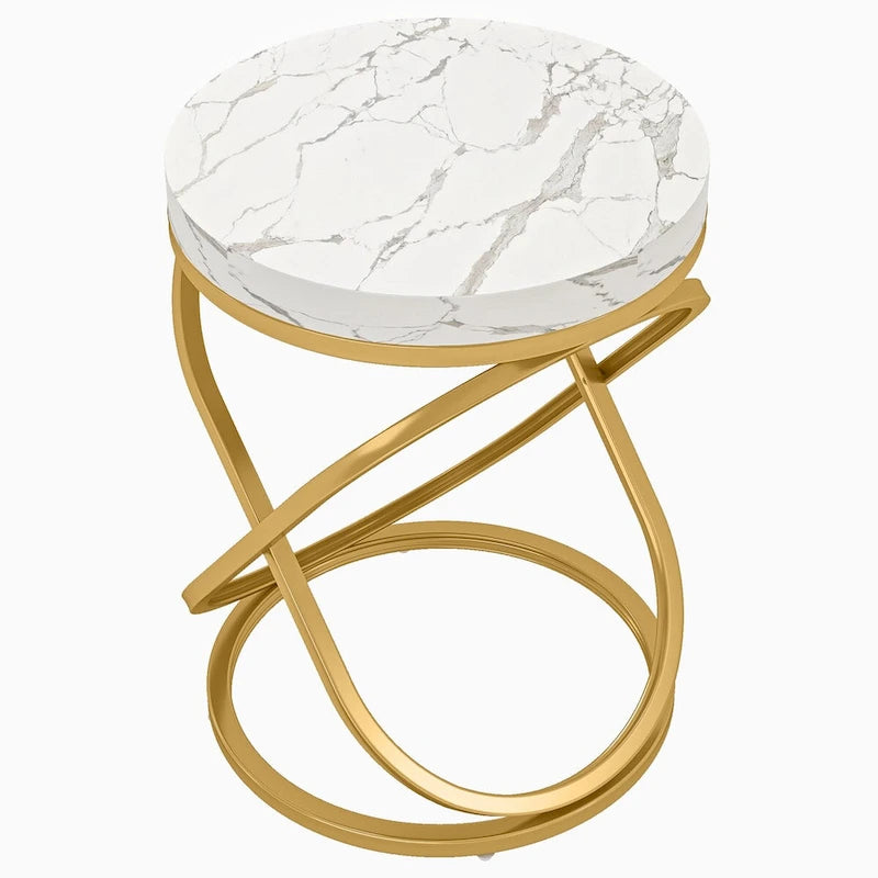 Table d'appoint ronde avec piètement en métal pour salon