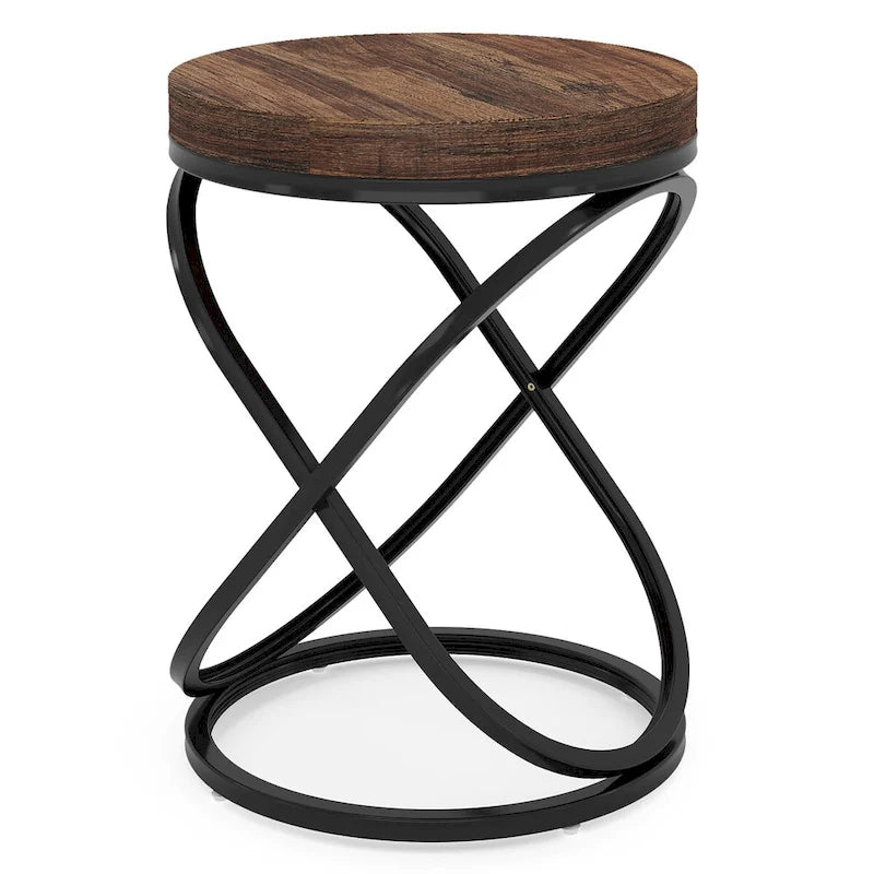 Table d'appoint ronde avec piètement en métal pour salon