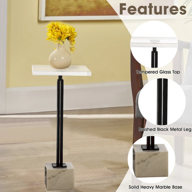 Table d'appoint contemporaine en marbre noir sur pied