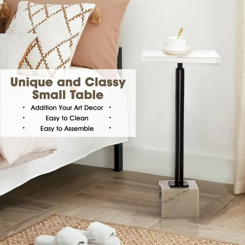 Table d'appoint contemporaine en marbre noir sur pied